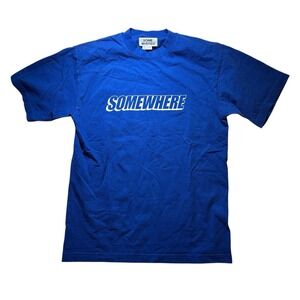 Somewhere Brand Logo Blue Tshirt Size Small